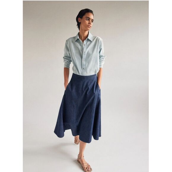 Tibi Summer Denim Circle Skirt - Picture 1 of 7